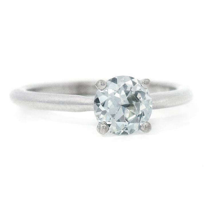 Montana Sapphire & White Gold Solitaire Ring - "Storm Castle"