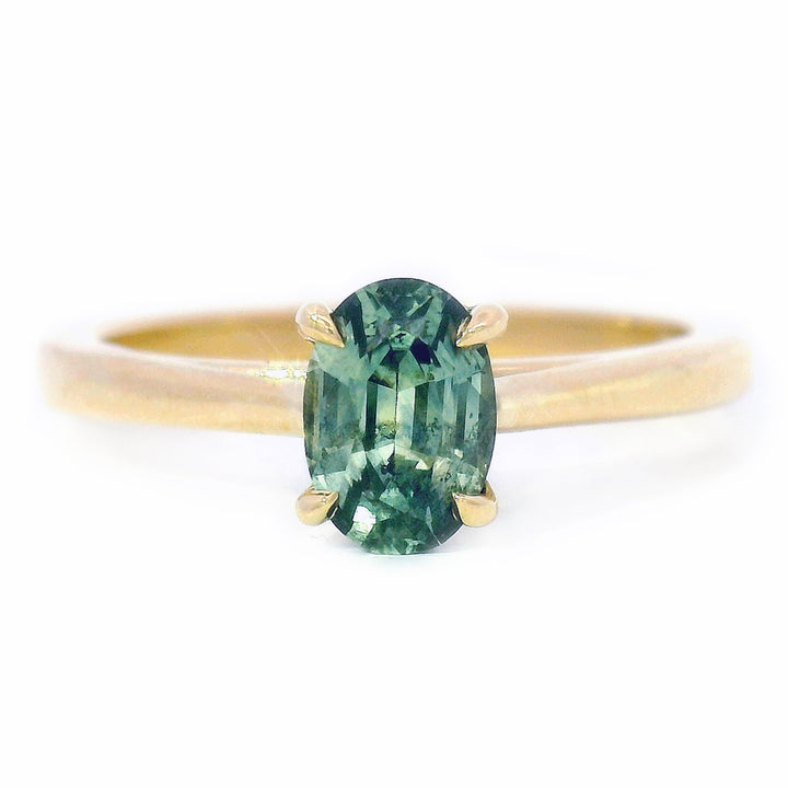 Montana Sapphire & Gold Solitaire Ring - "Flat Willow"