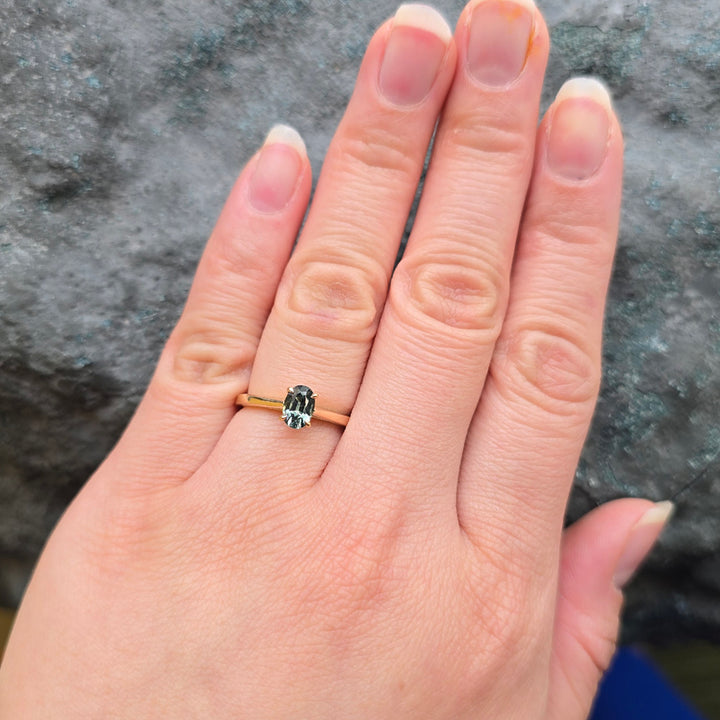 Montana Sapphire & Gold Solitaire Ring - "Flat Willow"