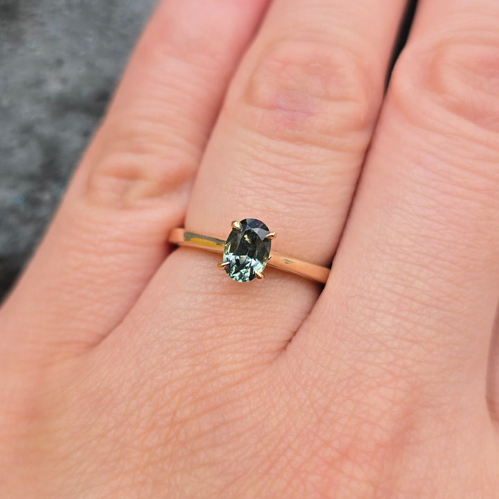 Montana Sapphire & Gold Solitaire Ring - "Flat Willow"