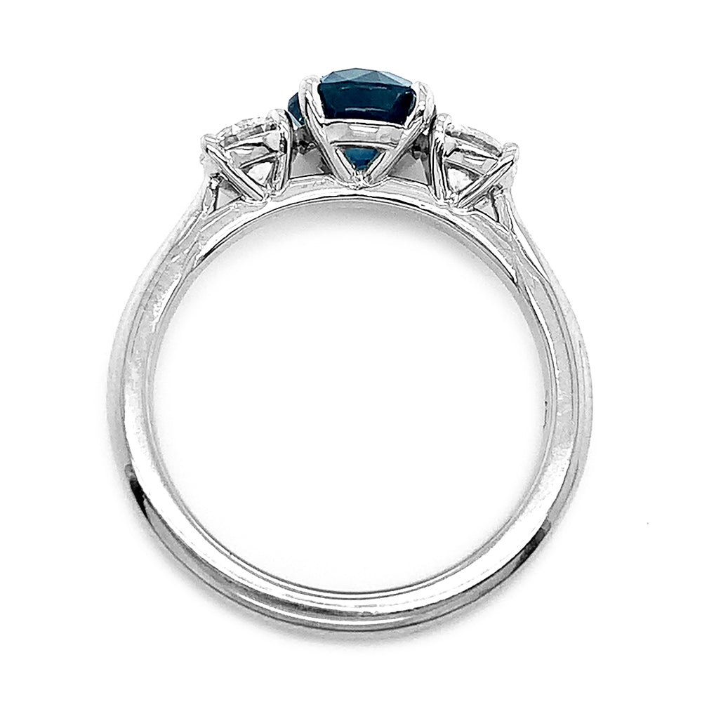 Montana Sapphire & Diamond White Gold Ring - "Mountain River"