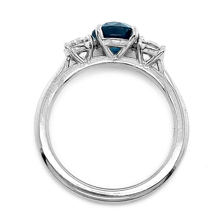 Montana Sapphire & Diamond White Gold Ring - "Mountain River"