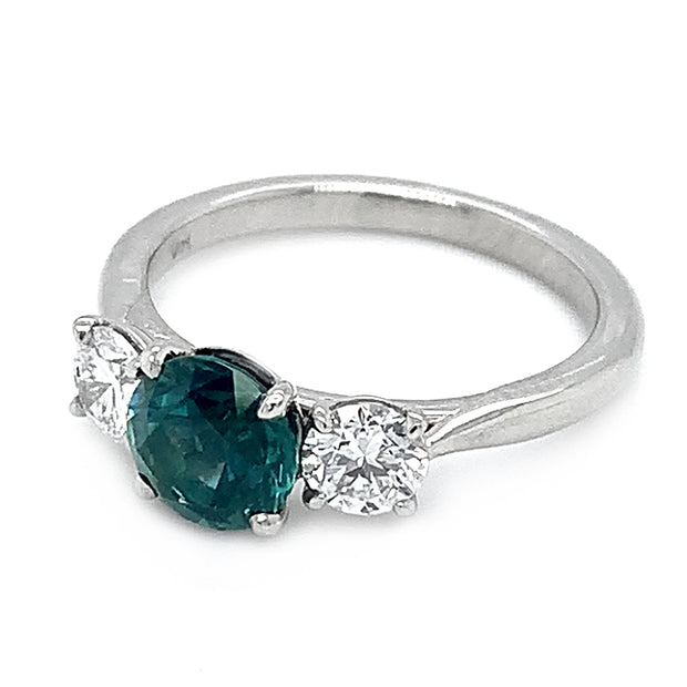 Montana Sapphire & Diamond White Gold Ring - "Ocean Spray"