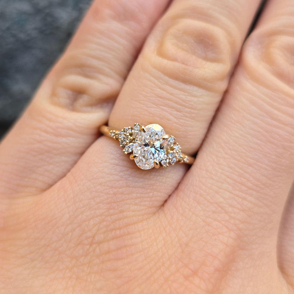 Oval Lab Grown Diamond Cluster Ring - "Aster"