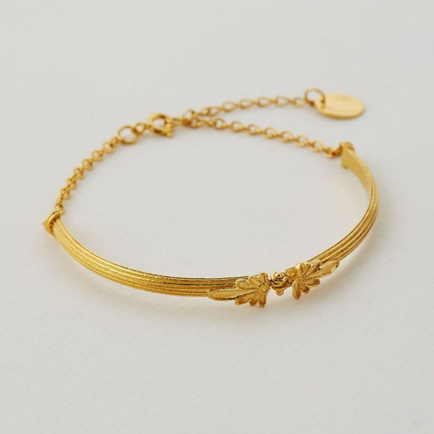 Gold Vermeil Hinged Bracelet - "Ornate Columns"