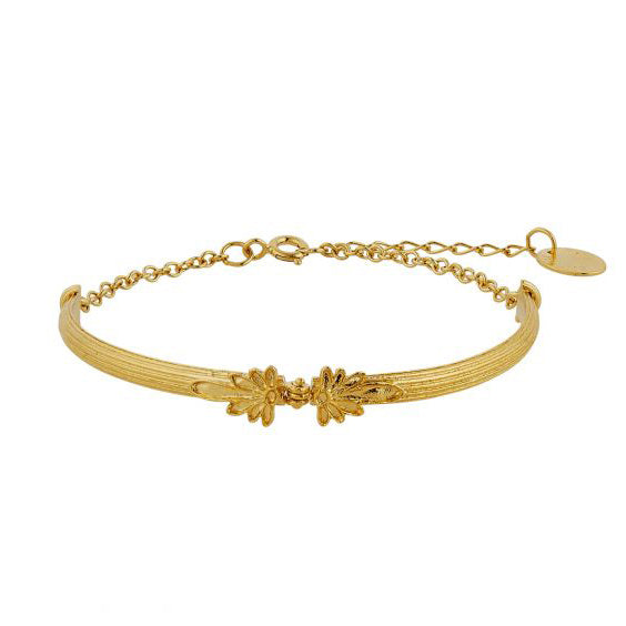 Gold Vermeil Hinged Bracelet - "Ornate Columns"