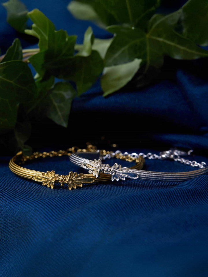 Sterling Silver Hinged Bracelet - "Ornate Columns"