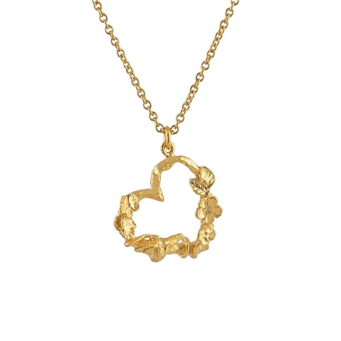 Honey bee heart trellis necklace in sterling silver and gold vermeil