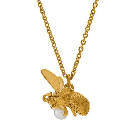 Gold Vermeil & Freshwater Pearl Necklace - "Flying Bee"