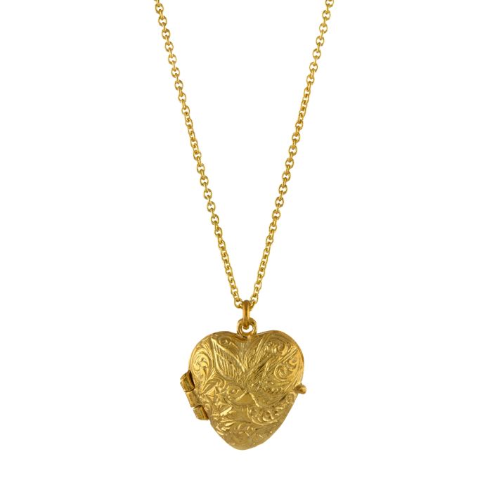 Victoriana heart locket necklace by Alex Monroe in gold vermeil