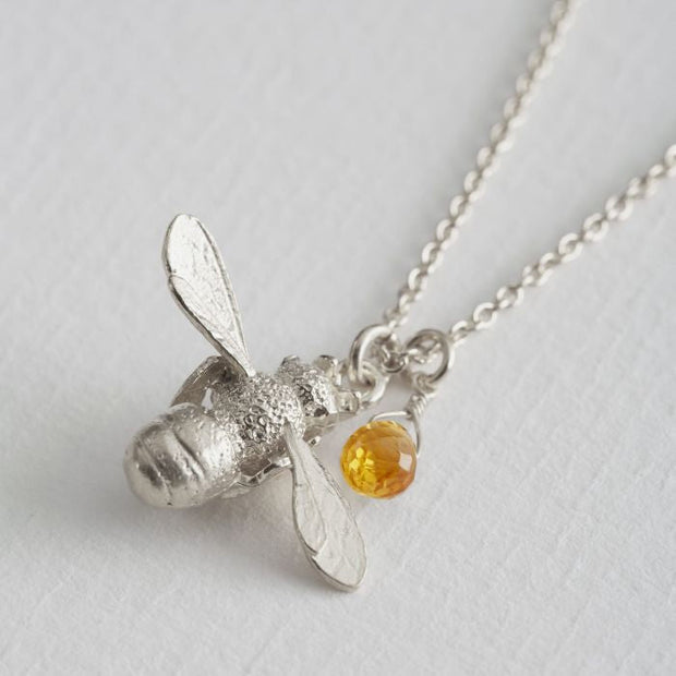 Citrine Briolette & Sterling Silver Necklace - "Honey Bee"