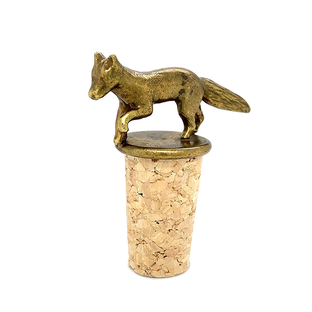 Fox Brass Cork Bottle Stopper - "Foxy"