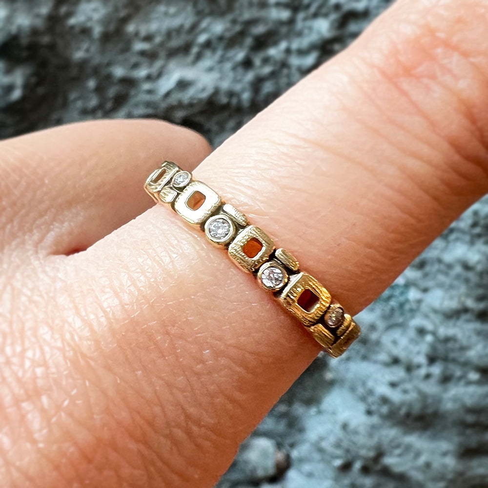 Diamond & Yellow Gold Band - "Micro Window"