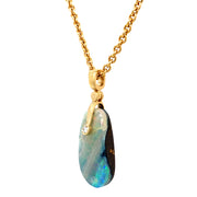 Opal, Diamond & Yellow Gold Pendant - "Sticks & Stones"