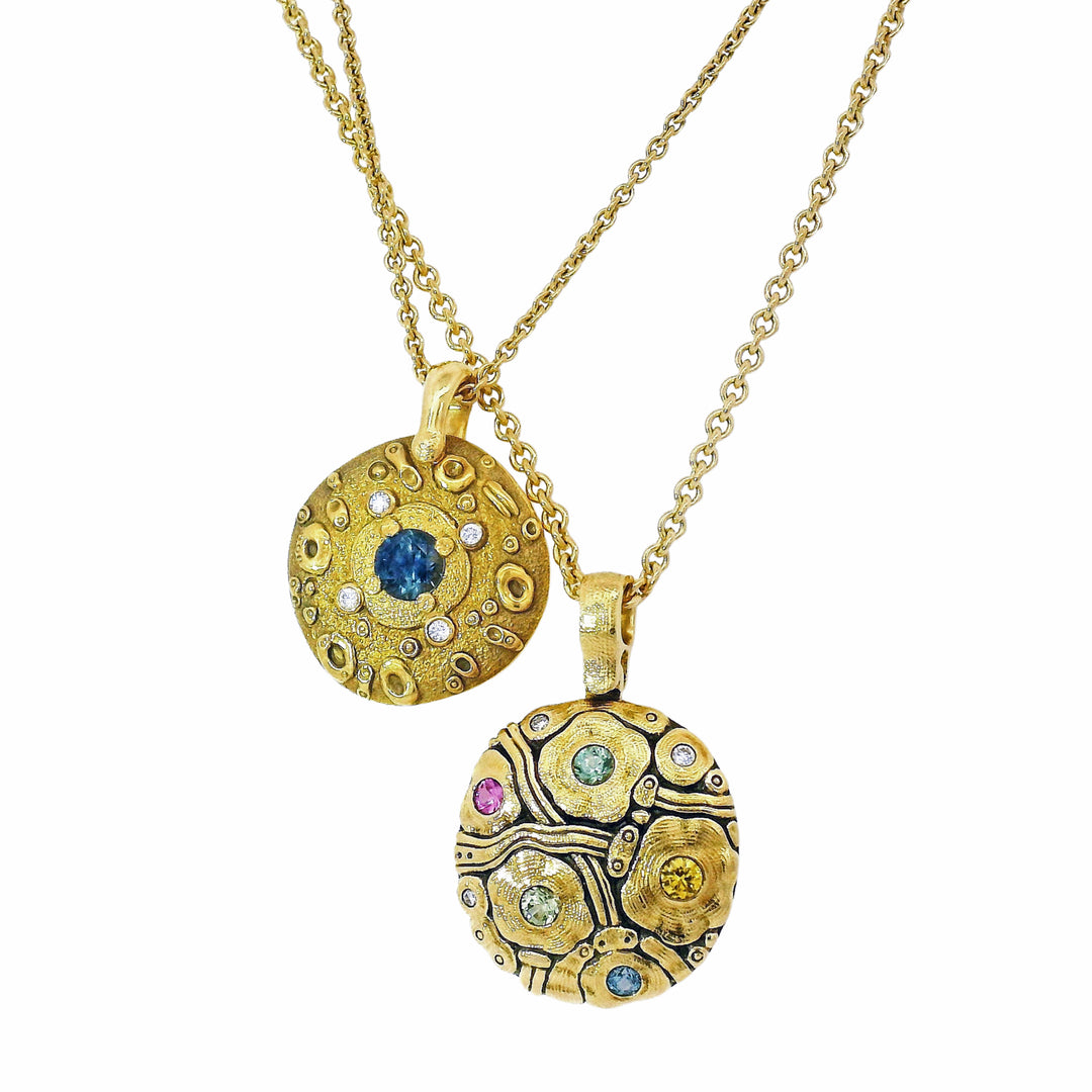 Montana Sapphire & Diamond Necklace - "Summer Flowers"