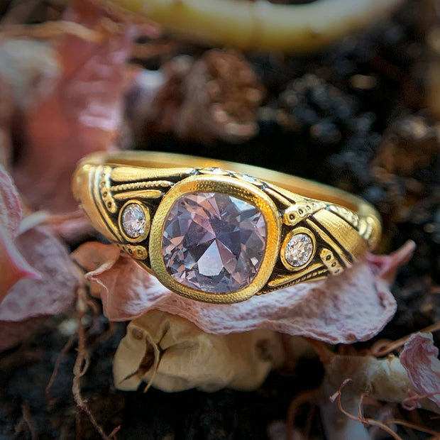 Mauve Montana Sapphire & Diamond Ring - "Reed"