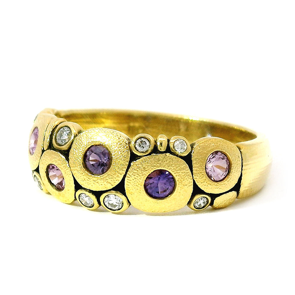 Montana Sapphire & Diamond Domed Ring - "Purple Candy"
