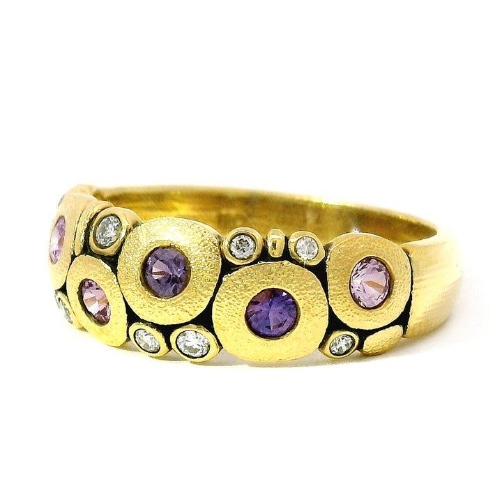 Montana Sapphire & Diamond Domed Ring - "Purple Candy"