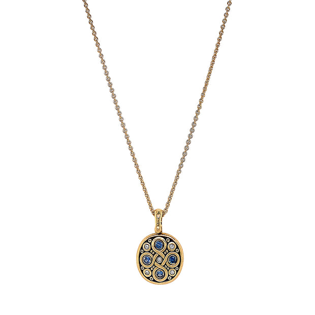 Yogo Sapphire & Diamond Necklace - "Celtic Spring"
