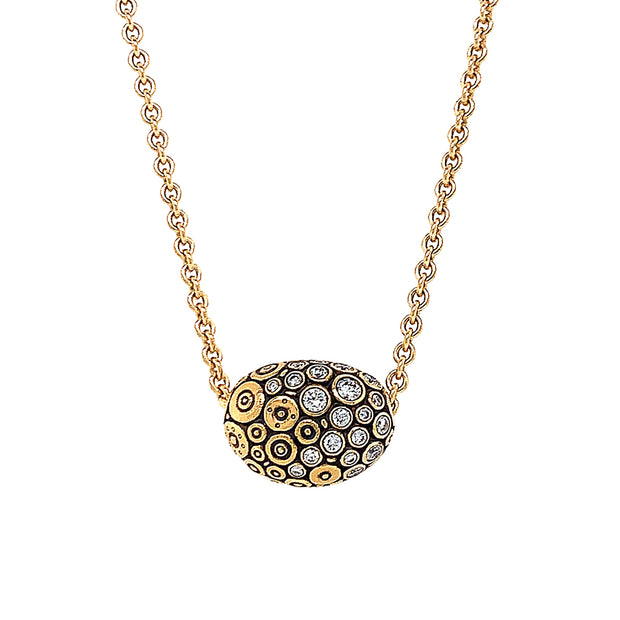 Alex Sepkus "Bean" 18K Yellow Gold Diamond Necklace Front Close-Up