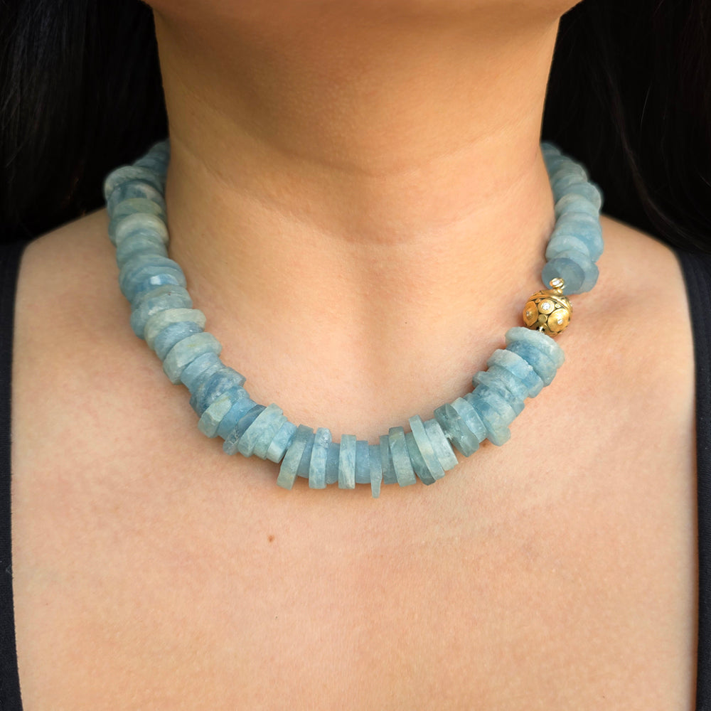 Alex Sepkus Aquamarine Disc Necklace - "Glaciers Edge"