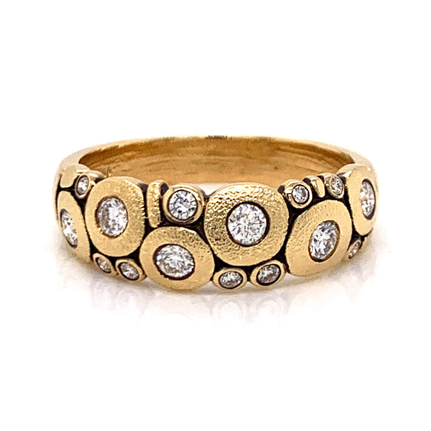 18K Yellow Gold & Diamond Dome Ring - "Candy"