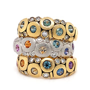 Montana Sapphire & Diamond Domed Platinum Ring - "Rainbow Candy"