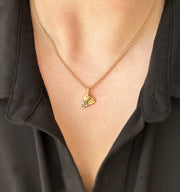 Diamond & Yellow Gold Beatle Pendant - "Thoughtful Beetle"