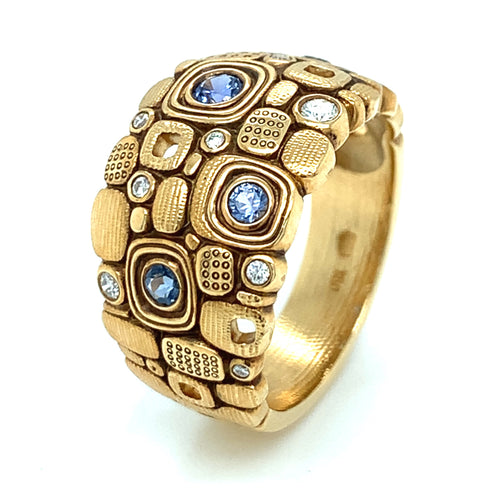 Yogo Sapphire Diamond Ring- "Little Windows"