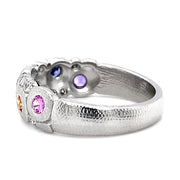 Montana Sapphire & Diamond Domed Platinum Ring - "Rainbow Candy"