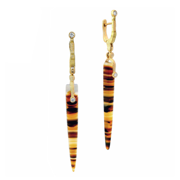 Montana Agate & Diamond Drop Earrings - "Sticks & Stones"