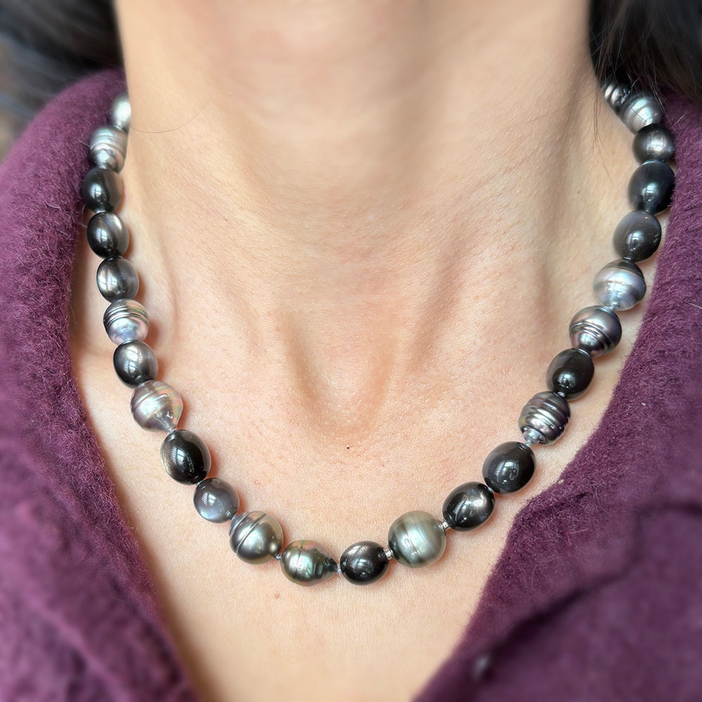 Tahitian Pearl & Moonstone Necklace with Vario Clasp - "Ta'aroa"