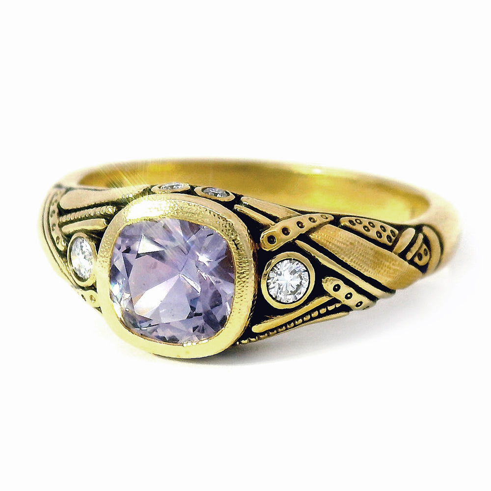 Mauve Montana Sapphire & Diamond Ring - "Reed"