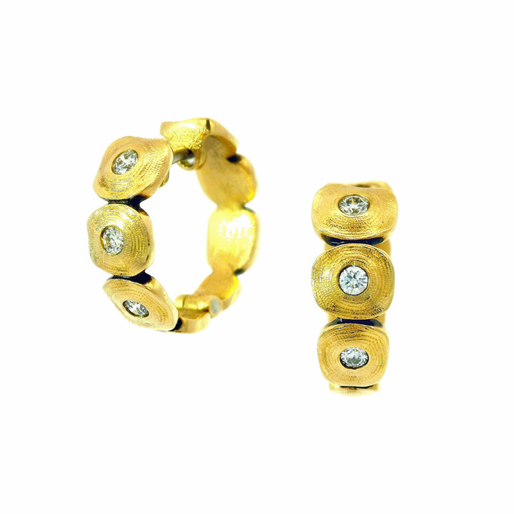 Diamond & Yellow Gold Hoop Earrings -"Dancing Squares"