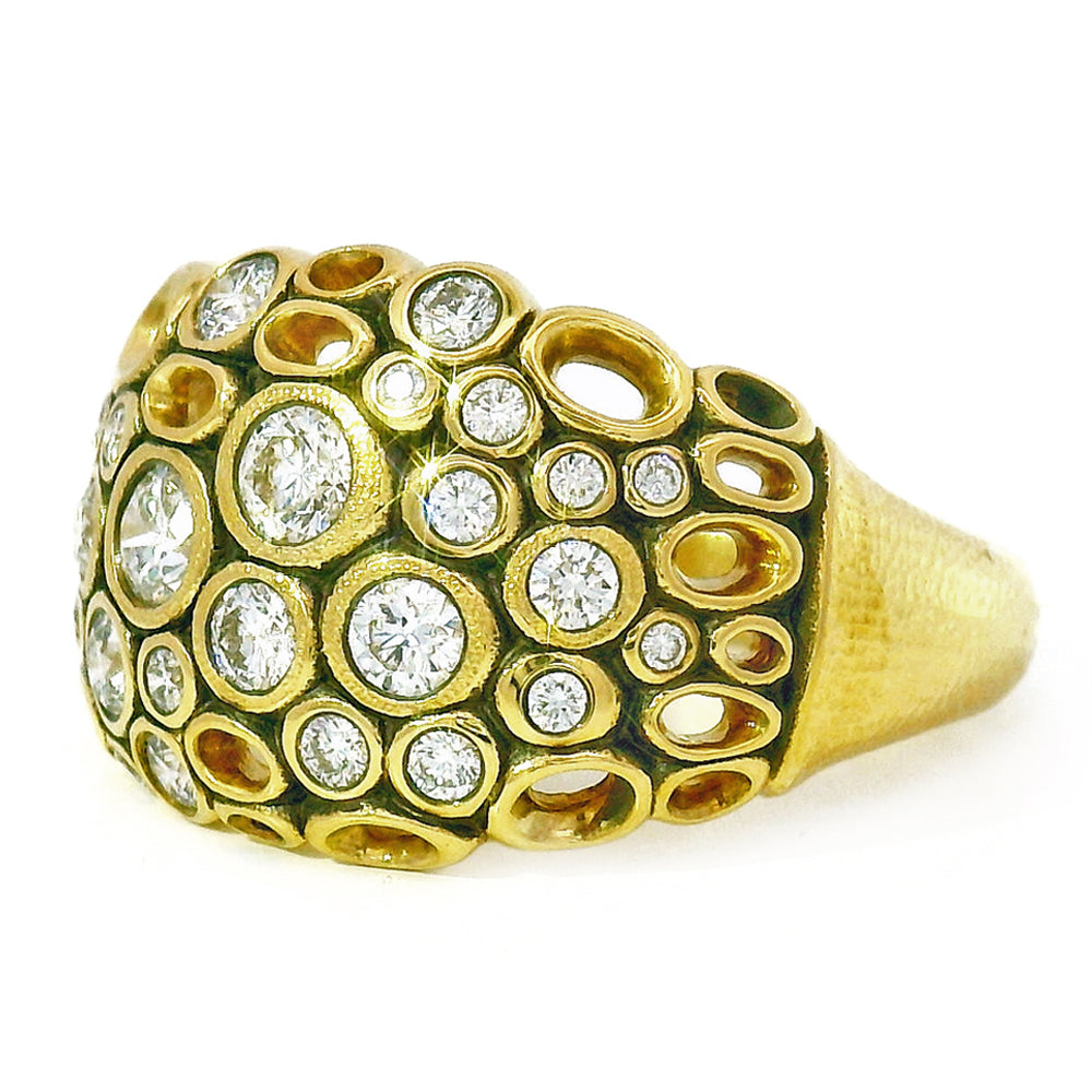 18K Yellow Gold & Diamond Band - "Open Work"