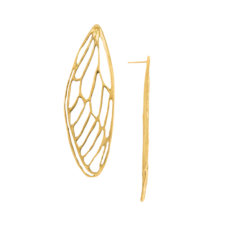 Brass Statement Earring - "Bold Cicada Wings"