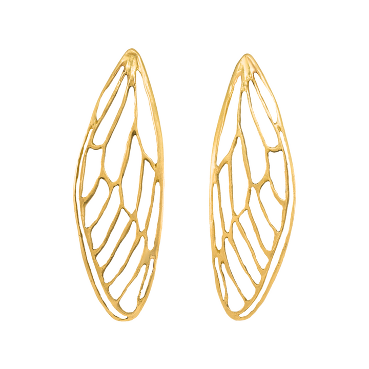 Brass Statement Earring - "Bold Cicada Wings"
