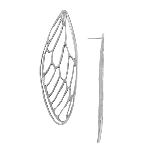 Sterling Silver Statement Earring - "Bold Cicada Wings"