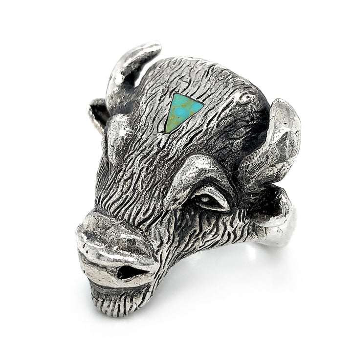 Sterling Silver & Turquoise Statement Ring - "Bison"