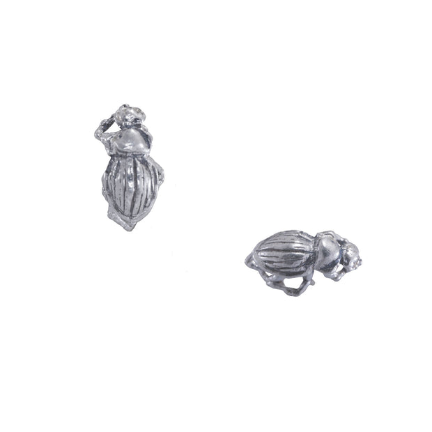 Sterling Silver Beetle Stud Earrings - "Perseverance"