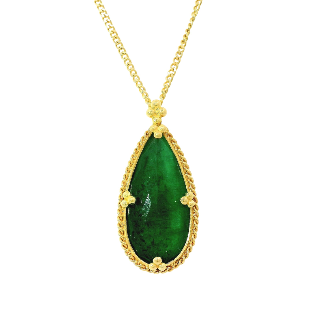 One-of-a-kind emerald pendant with adjustable gold chain