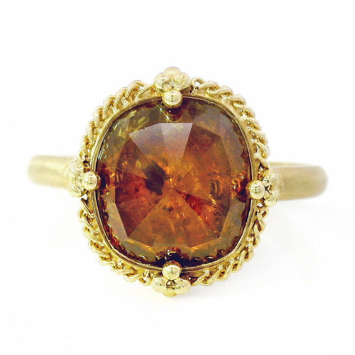 Rustic Red Rose Cut Diamond Ring - "Andromeda"