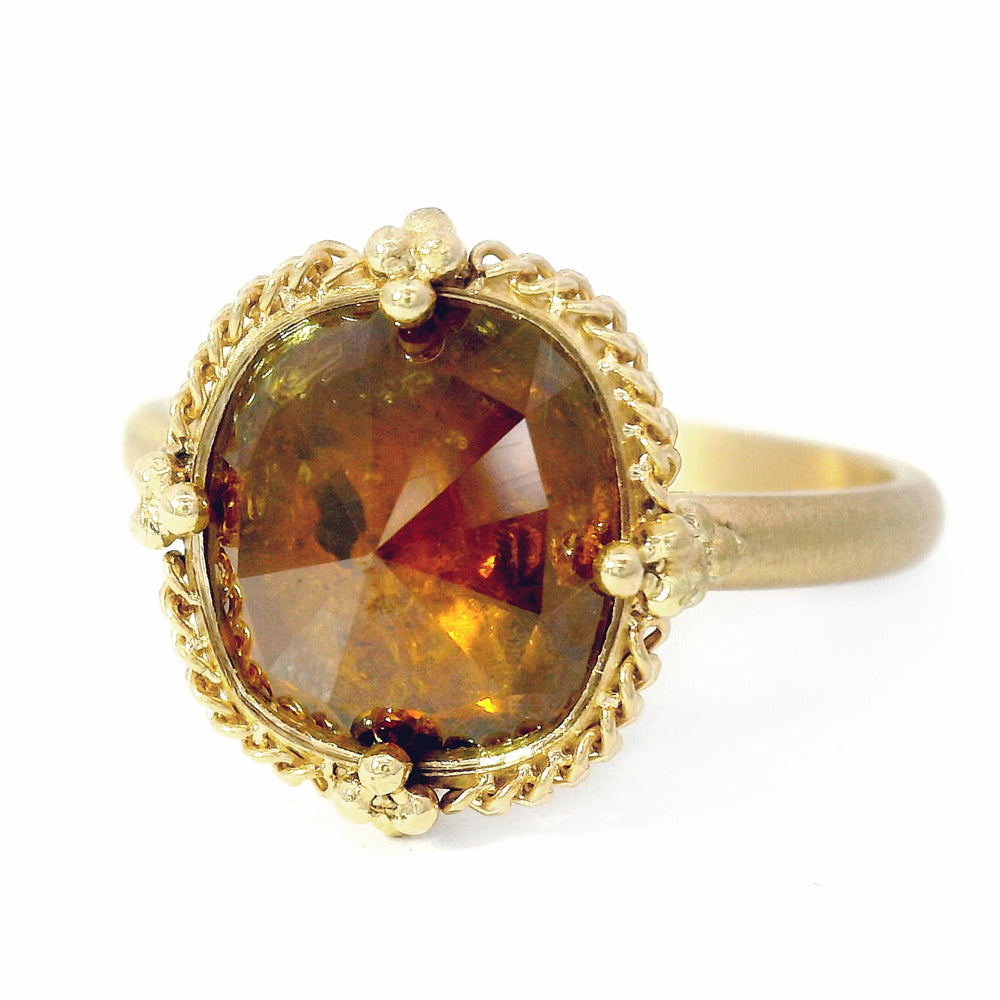 Rustic Red Rose Cut Diamond Ring - "Andromeda"