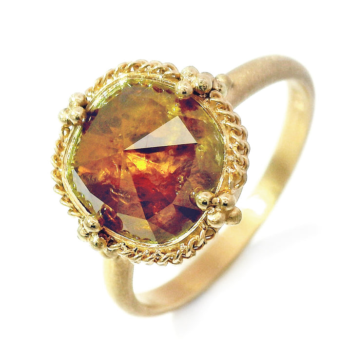 Rustic Red Rose Cut Diamond Ring - "Andromeda"