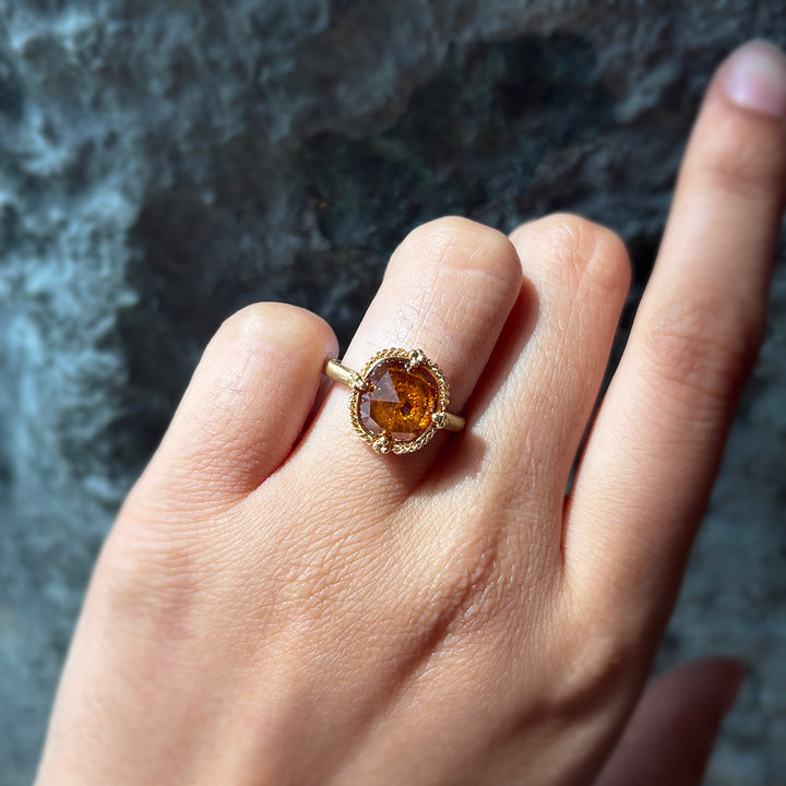 Rustic Red Rose Cut Diamond Ring - "Andromeda"