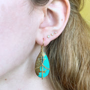 Amali 18K Yellow Gold One-of-a-Kind Turquoise & Blue Diamond Draped Earrings Model