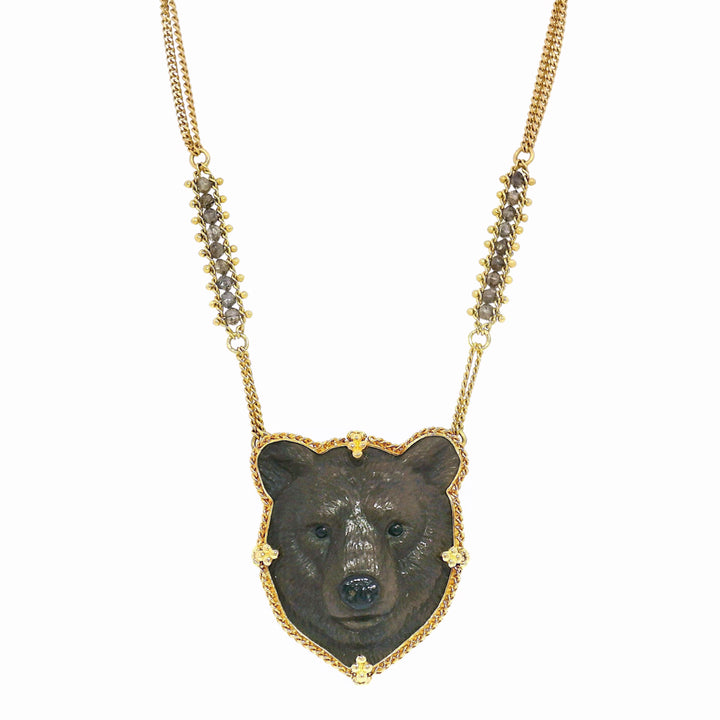One-of-a-Kind Jasper, Onyx & Diamond Necklace - "Grizzly 399"