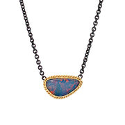 Mixed Metal Australian Opal Doublet Necklace - "Nerina"