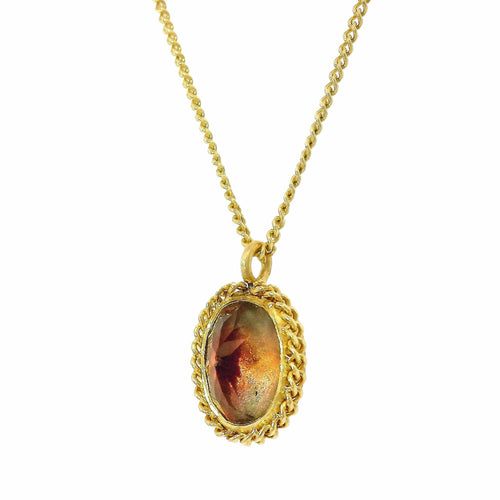 One-of-a-Kind Sunstone & Gold Necklace – “Emberveil”