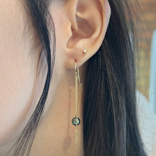 Gold Chain and Tahitian Pearl Earrings - "Dewdrop"